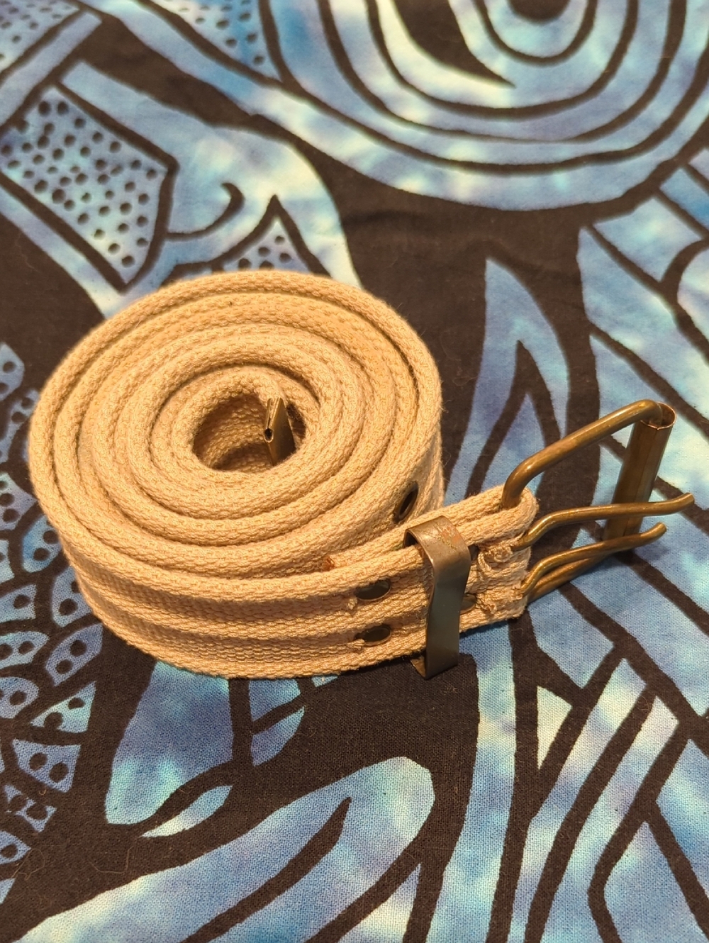 Neutral Tan Canvas Belt with Brass Buckle
